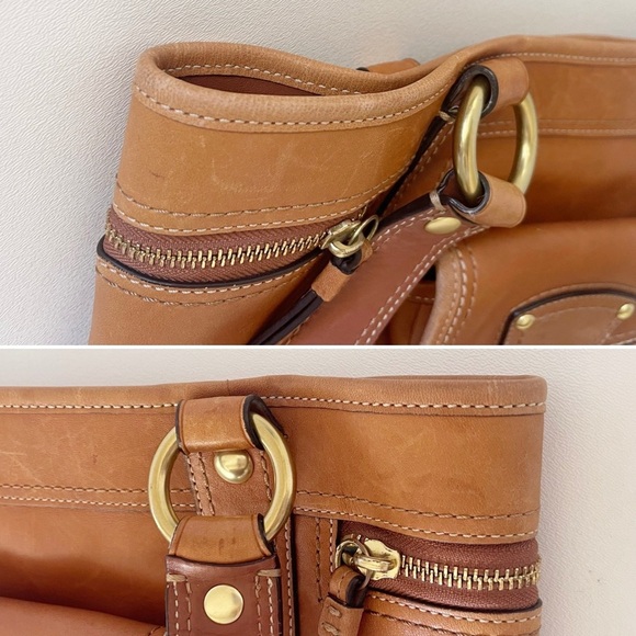 Coach Gigi Tote Bag Vintage Leather Turn Lock Carryall Casual Classic Tan F12888 - Picture 15 of 16